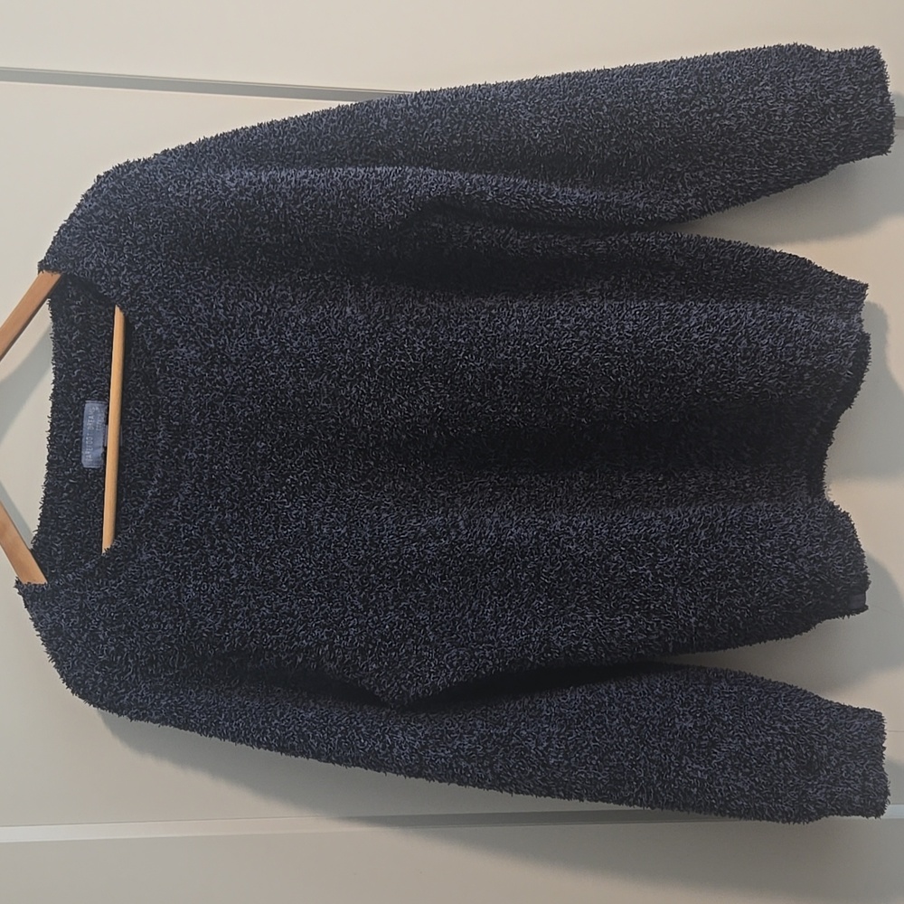Barefoot Dreams CozyChic Women's Seaside Navy & Black Crewneck Sweater